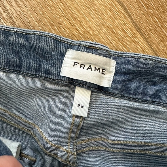 Frame Denim Women’s Le Crop Mini Boot Medium Wash Raw Hem Jeans Sz 29 GUC - Picture 6 of 9